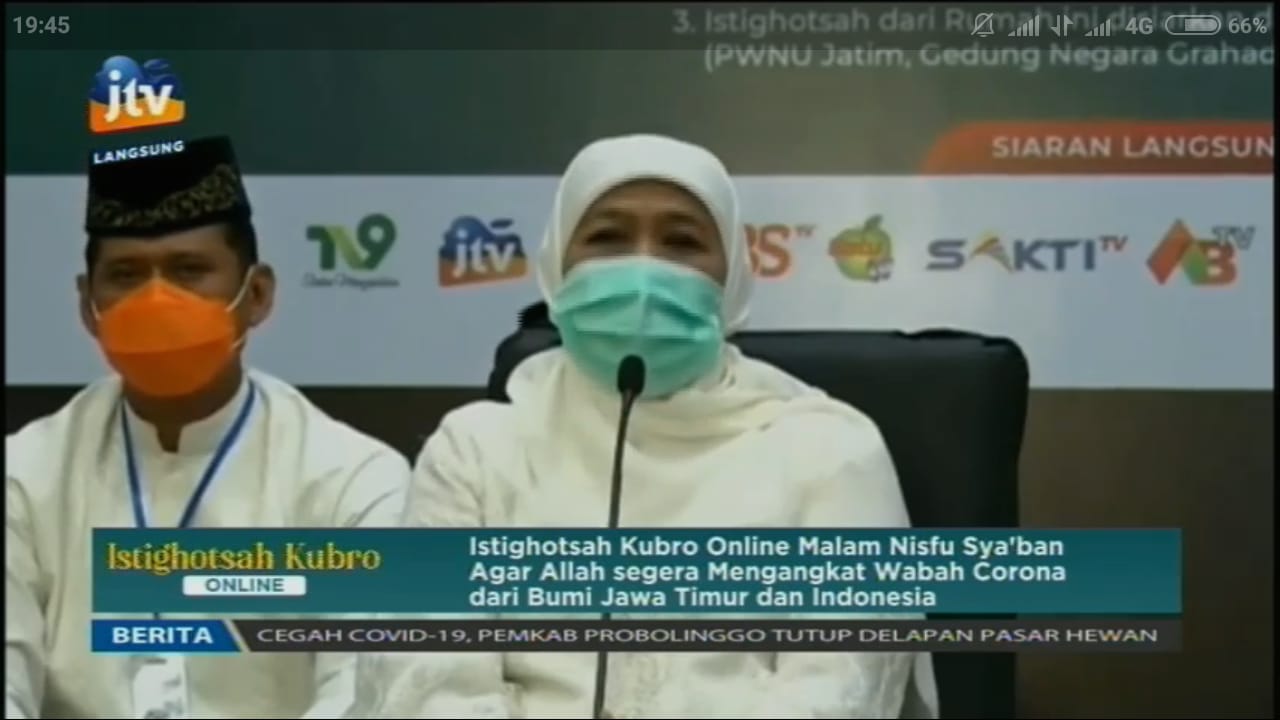 Keluarga Besar SMKN 1 Dlanggu dan Masyarakat Jatim Ikuti Istighotsah Kubro Online.